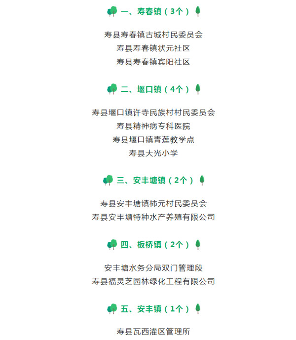 淮南壽縣30家單位擬命名為縣級“花園式單位”，有你的單位嗎？