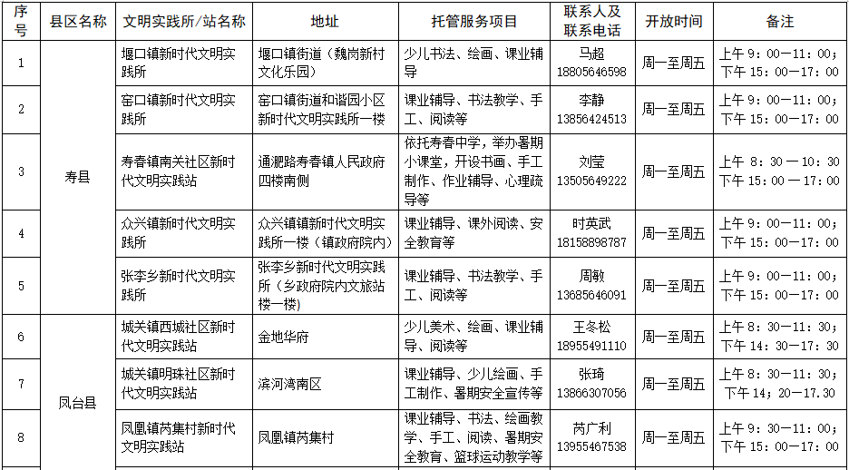 免費！淮南市暑假托管服務(wù)來(lái)了！