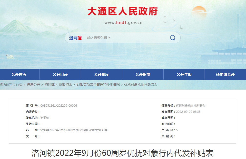淮南市洛河鎮2022年9月份60周歲優(yōu)撫對象行內代發(fā)補貼表